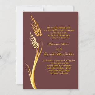 Yellow Brown Autumn Wheat Wedding Invitation