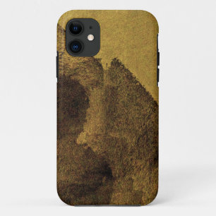 Yellow brown black abstract painting brush strokes iPhone 11 case