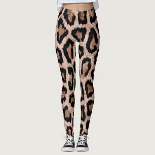 Yellow Brown Black Leopard Animal Print Leggings