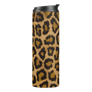 Yellow Brown Black Leopard Animal Print Thermal Tumbler
