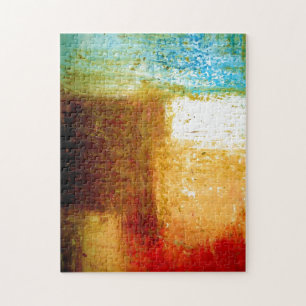 Yellow Brown Blue Red Abstract Painting Artwork Jigsaw Puzzle