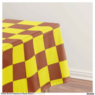 Yellow Brown Chequered Check Pattern Tablecloth
