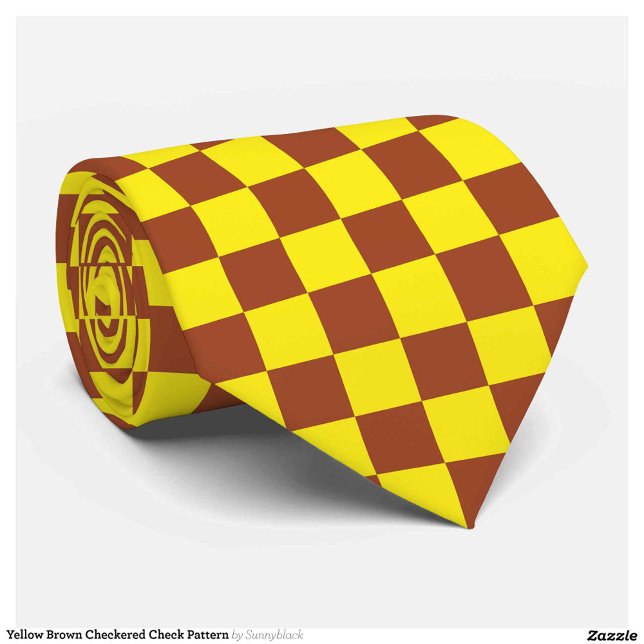 Yellow Brown Chequered Check Pattern Tie (Creator Uploaded)