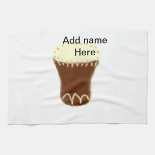 Yellow brown drum watercolor add name hand-drawn s tea towel