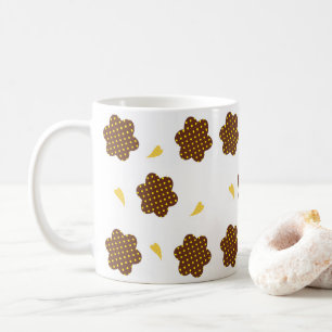 Yellow Brown Floral Polka dot Mug