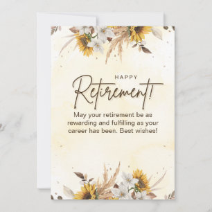 Yellow Brown Floral Retirement Card