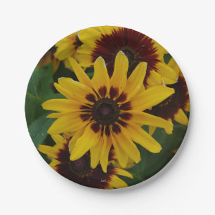 Yellow Brown Flowers paper plate