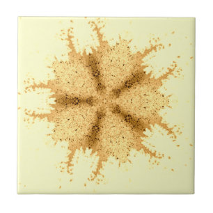 Yellow brown geometric abstract art ceramic tile