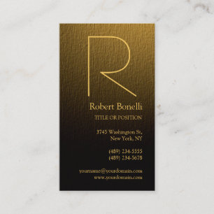 Yellow Brown Gold Monogram Business Card
