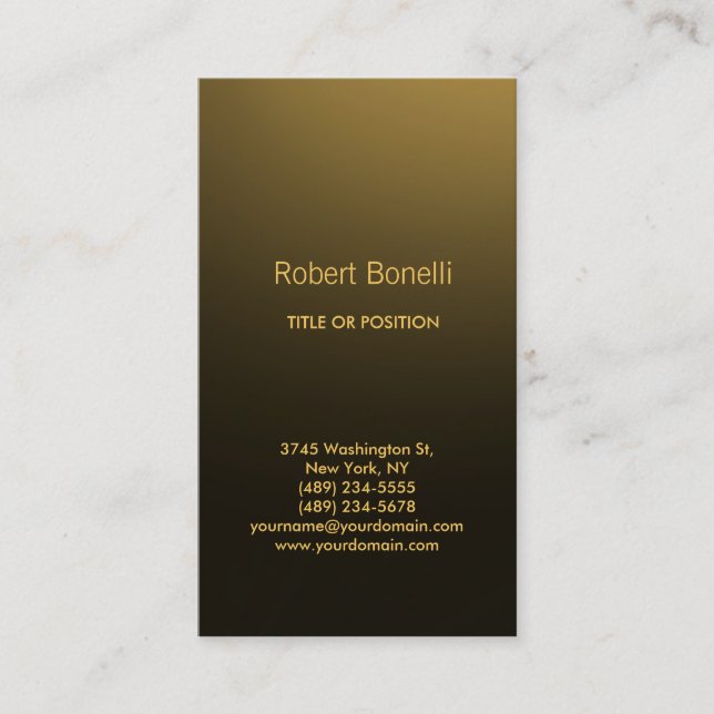Yellow Brown Gold Tones Modern Business Card (Front)