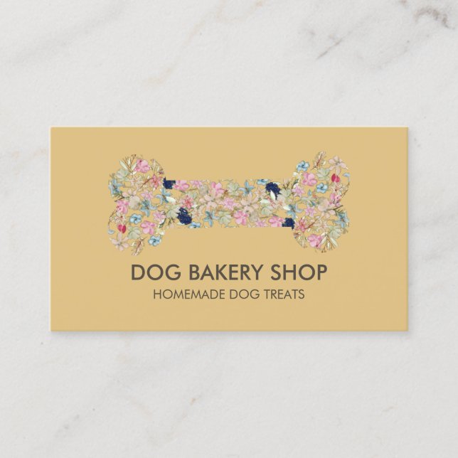 Yellow Brown Homemade Dog Treats Business Card (Front)