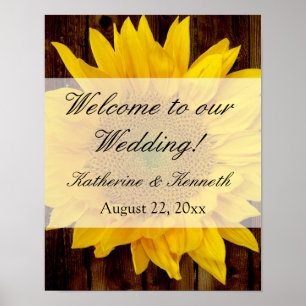 Yellow Brown Late Summer Sunflower Wedding Poster