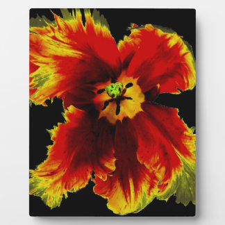 Yellow Brown on Black Flower Pattern Plaque