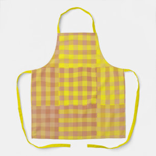 Yellow Brown Patchwork Pattern Apron