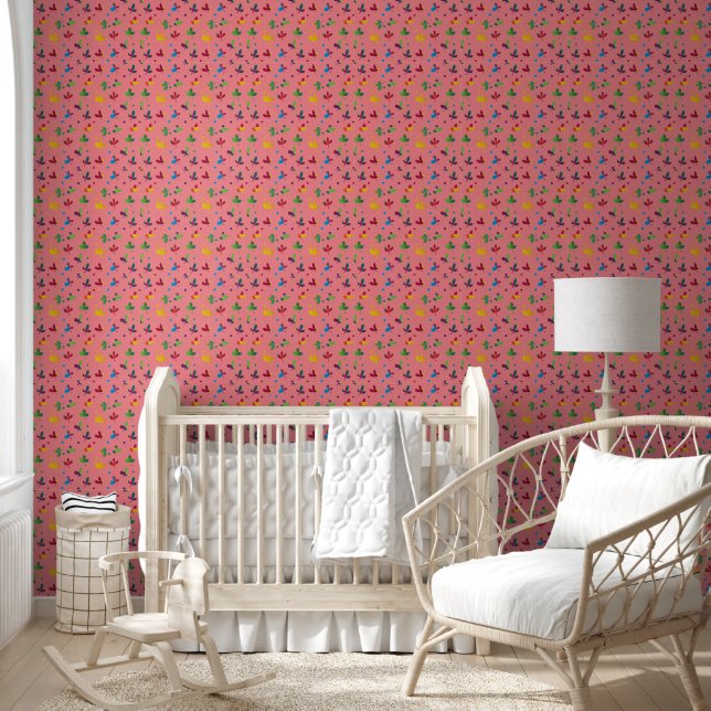  Yellow Brown red Blue Floral Abstract Wallpaper (Kids)