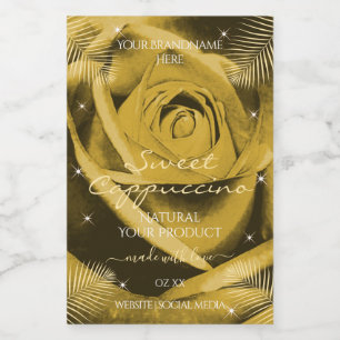 Yellow Brown Rose with Palm Leaves Product Labels