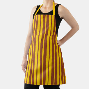 Yellow Brown Stylish Stripes Pattern Design Apron