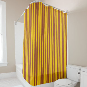 Yellow Brown Stylish Stripes Pattern Design  Shower Curtain