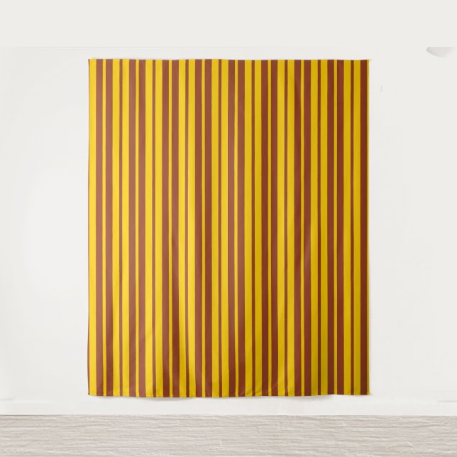 Yellow Brown Stylish Stripes Pattern Design  Tapestry (Front)