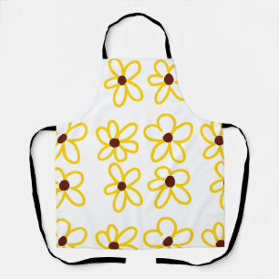 Yellow brown sunflower pattern floral modern boho apron