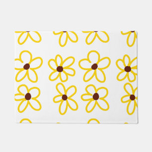 Yellow brown sunflower pattern floral modern boho  doormat