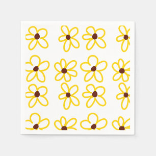 Yellow brown sunflower pattern floral modern boho napkin
