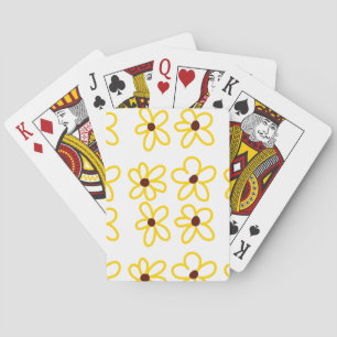 Yellow brown sunflower pattern floral modern boho  playing cards