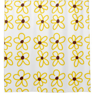 Yellow brown sunflower pattern floral modern boho shower curtain