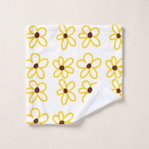 Yellow brown sunflower pattern floral modern boho wash cloth
