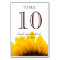 Yellow Brown Sunflower Wedding Table Number Card