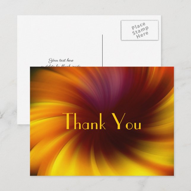 Yellow Brown Swirls Abstract Art Thank You  Postcard (Front/Back)