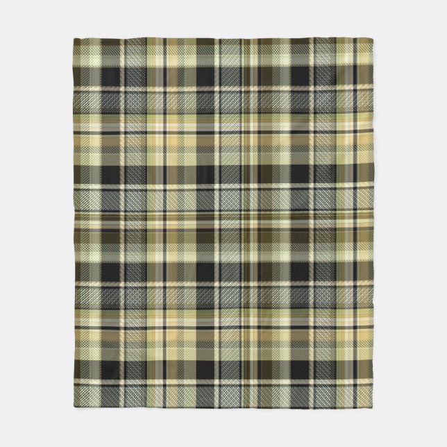 Yellow-brown tartan plaid.  fleece blanket (Front)