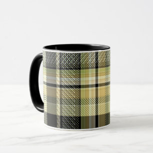 Yellow-brown tartan plaid.  mug