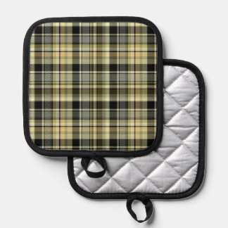 Yellow-brown tartan plaid.  pot holder