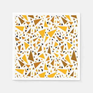 Yellow brown triangles on white retro background napkin