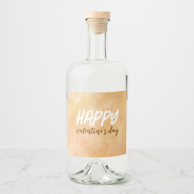 Yellow - Brown Valentine's Day Liquor Bottle Label (Front)