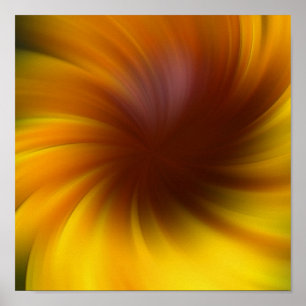 Yellow Brown Whirlpool Abstract Art Poster