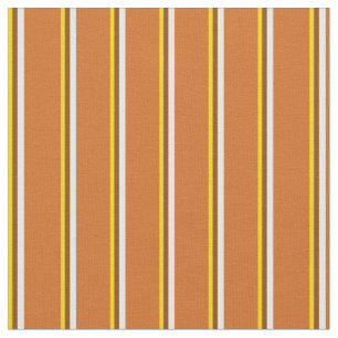 Yellow, Brown, White, and Chocolate Coloured Lines Fabric
