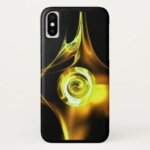 YELLOW BROWN WHITE  FRACTAL ROSE iPhone X CASE