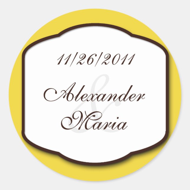 Yellow Brown & White Wedding Envelope Seals (Front)