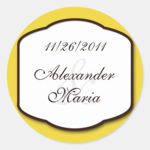 Yellow Brown & White Wedding Envelope Seals