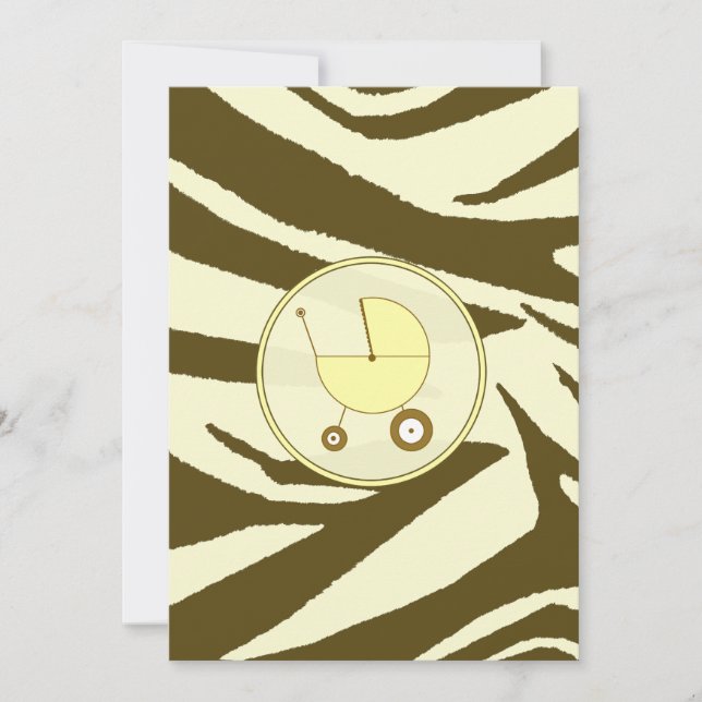 Yellow & Brown Zebra Print Baby Shower Invitation (Front)