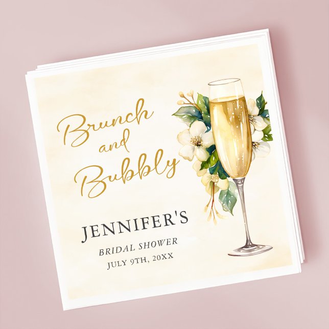 Yellow Brunch and Bubbly Bridal Shower Napkin (Creator Uploaded)