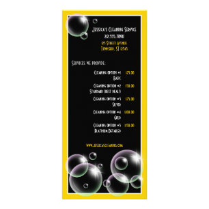 Yellow Bubbles Cleaning Service Rack Cards