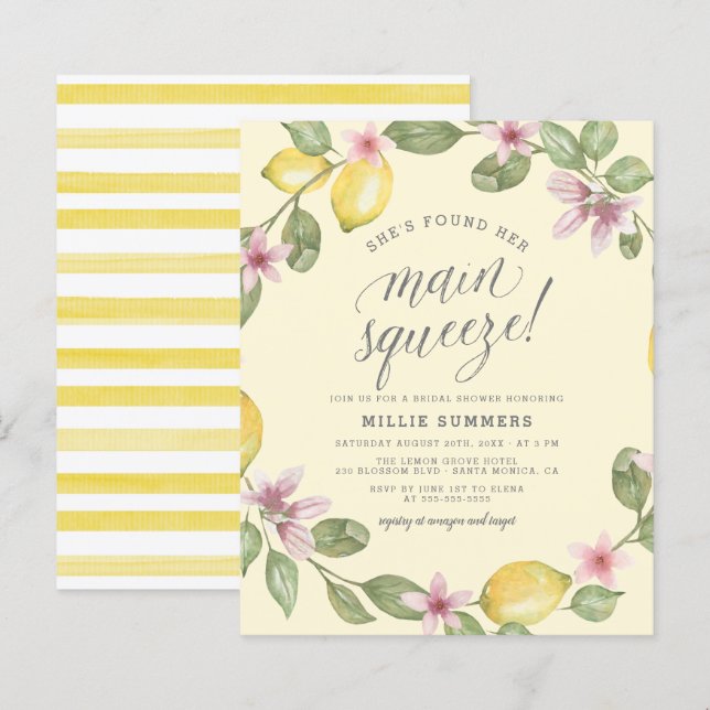 Yellow | Budget Lemon Main Squeeze Bridal Shower (Front/Back)