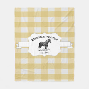 Yellow Buffalo Plaid Farm Horse Fleece Blanket