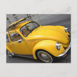 Yellow Bug Vintage Car Postcards