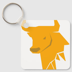 Yellow Bull Zodiac – Bright Taurus Silhouette  Key Ring