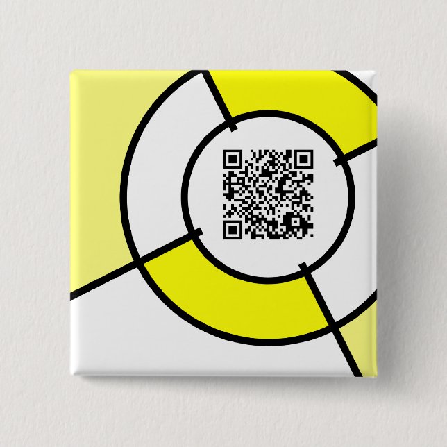 yellow bullseye QR code 15 Cm Square Badge (Front)