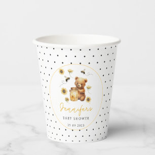 Yellow bumble honey bee baby shower paper cups